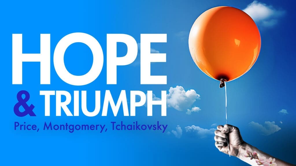Hope and Triumph Concert Art an image of a person holding a balloon